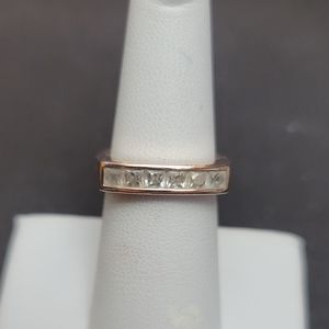 R66-R   Size 7.  TYCOON 18k Rose Gold over 925 Wedding Band.
